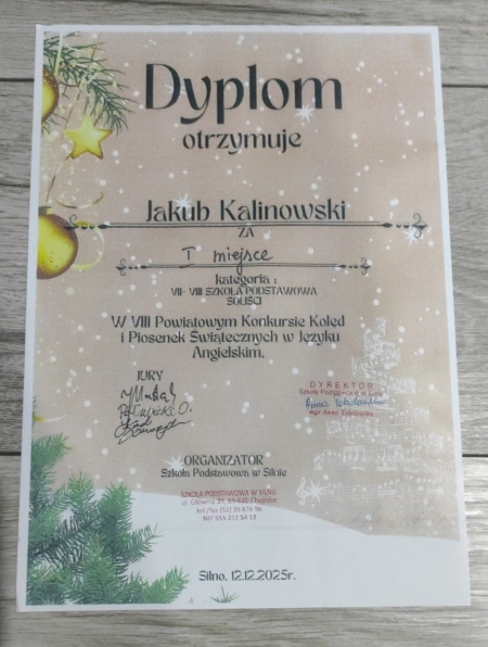 POWIATOWY KONKURS KOLĘD I PIOSENEK ŚWIĄTECZNYCH W JĘZYKU ANGIELSKIM